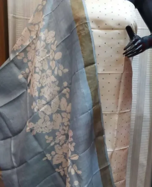 Elegant Pure Handloom Tussar Silk Dress Material – Top & Dupatta
